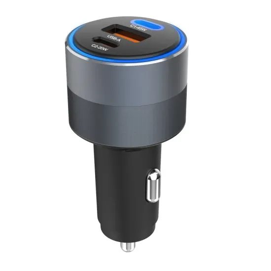 Forcell nabíjačka do auta 2x USB-C, USB-A, 65W, sivá