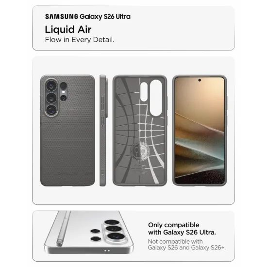 Spigen Liquid Air, Samsung Galaxy S26 Ultra, siva