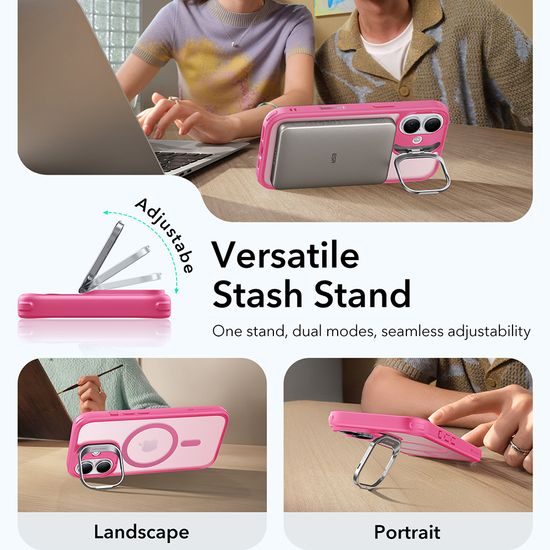 Θήκη ESR Classic Hybrid HaloLock Kickstand, iPhone 17, frosted pink