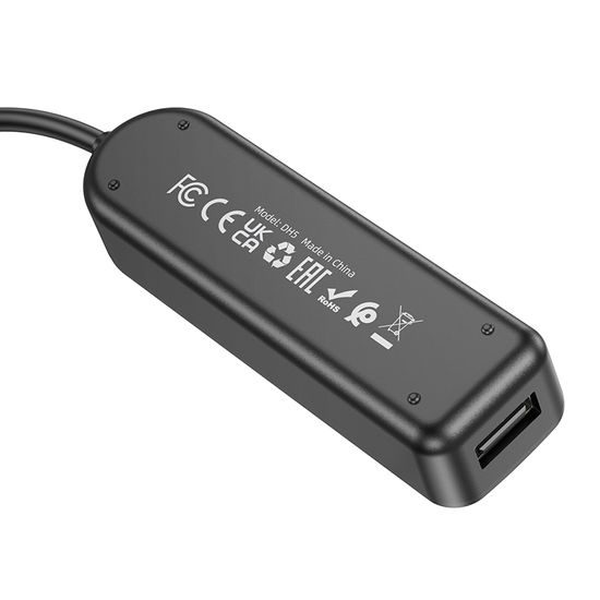 Borofone DH5 Erudite Adapter 4v1, USB na 4x USB 2.0, 1,2 m, črn