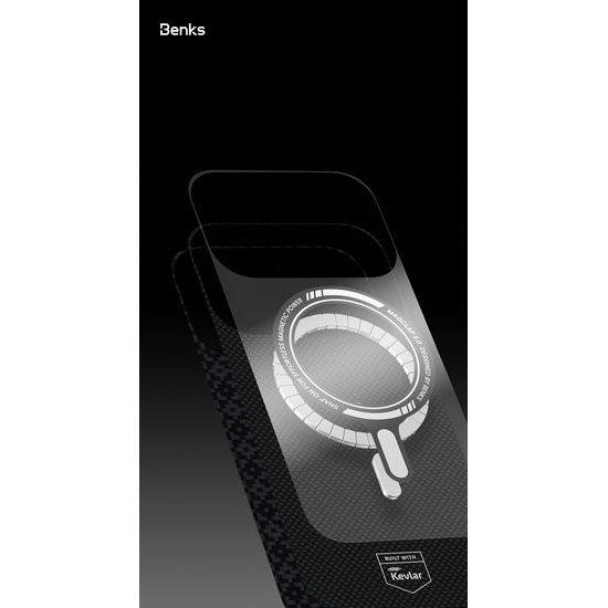 Benks Magnetic Armor Air Armor Grid Kevlar θήκη Metal Frame, iPhone 17, μαύρη