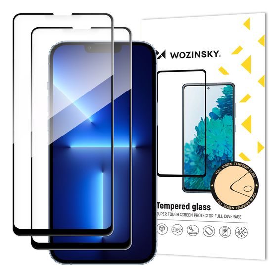 Wozinsky 2x 5D Zaščitno kaljeno steklo, iPhone 13 / 13 Pro / 14, črn