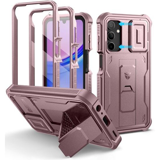 Dexnor 360 Kickstand Camprotector obal Samsung Galaxy A16, ružový