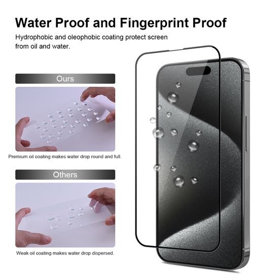 JP Πλήρες Πακέτο Προστατευτικών Γυαλιών, 2x 3D γυαλί με εφαρμογέα + 2x γυαλί για φακό, iPhone 15 Pro