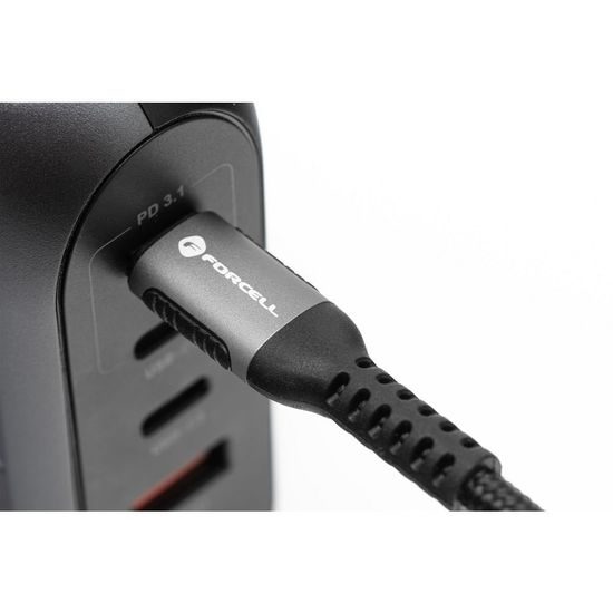 Forcell F-Energy καλώδιο USB-C - USB-C, QC4.0, PD, 5A, 240W, 0,25 m, μαύρο