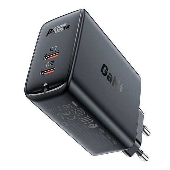 Acefast punjač s dva priključka A29 PD50W GaN (USB-C + USB-C), crna (A29 black)