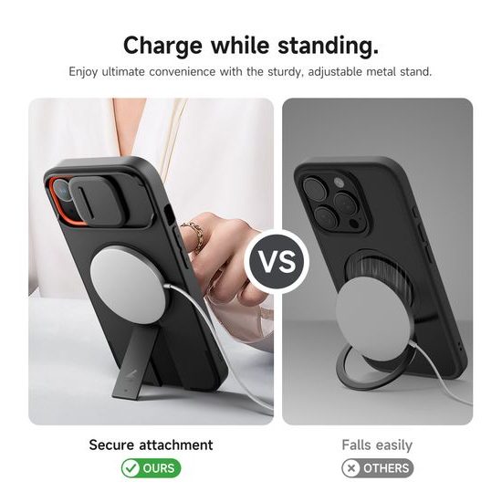 Suritch MagSafe Kickstand Camprotector θήκη iPhone 15, μαύρη