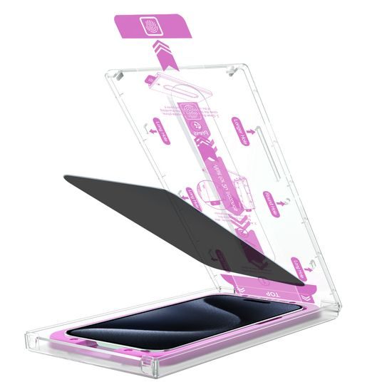 JP SimpleFlow Privacy Szkło hartowane z łatwą aplikacją, iPhone 16 Pro / 17 / 17 Pro