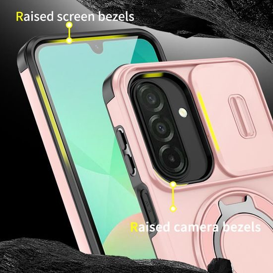 Camslide Stand Schutzhülle für Samsung Galaxy A27 - Integrierter Metallständer - Schiebbare Kameraabdeckung - Rosa