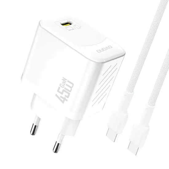 Dudao A28C punjač + USB-C kabel, 45W, GaN, bijeli