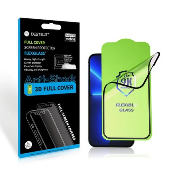 Nano 5D Folie de sticlă securizată protectoare, iPhone 15 Pro, neagră