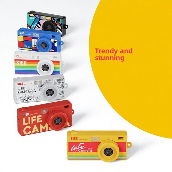 S168 Štýlová Mini retro fotoaparát na kľúče, žltá