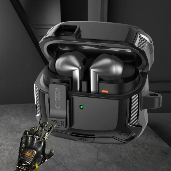 Custodia Tech-Protect Carbonox MagSafe, Samsung Galaxy Buds 3 / 3 FE / 3 Pro, nera