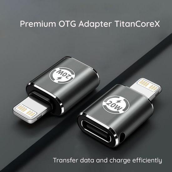 Techsuit Premium OTG προσαρμογέας TitanCoreX (A11) USB-C - Lightning, γκρι