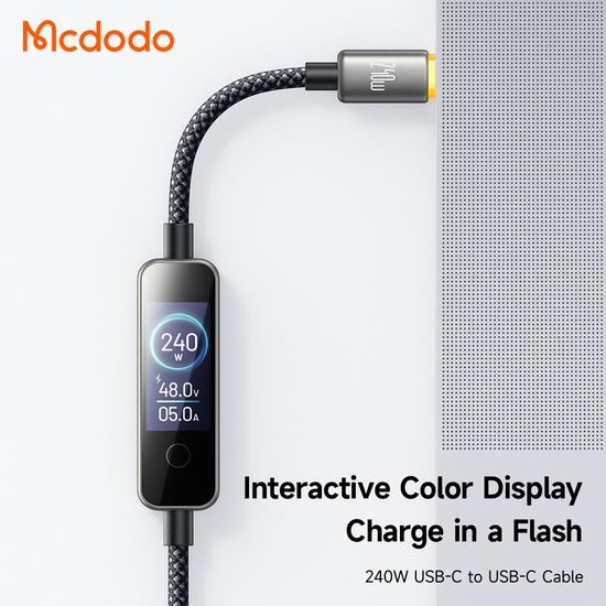 Mcdodo Datenkabel mit TFT-Display (CA-8750) USB-C auf USB-C, 240 W, 1,2 m - Schwarz