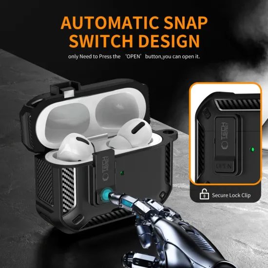 Tech-Protect Carbonox MagSafe θήκη, Apple AirPods Pro 3, μαύρη