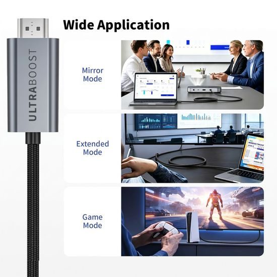 Tech-Protect UltraBoost USB-C a HDMI 2.1 8K 60HZ, grigio, 3 m