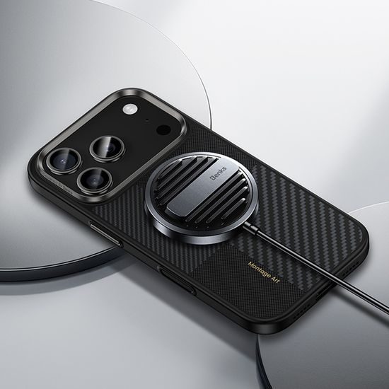 Benks Montage Magnetic Armor Pro Kevlar Hoesje - Metal Frame - MagSafe geschikt - voor iPhone 17 Pro Max - Zwart