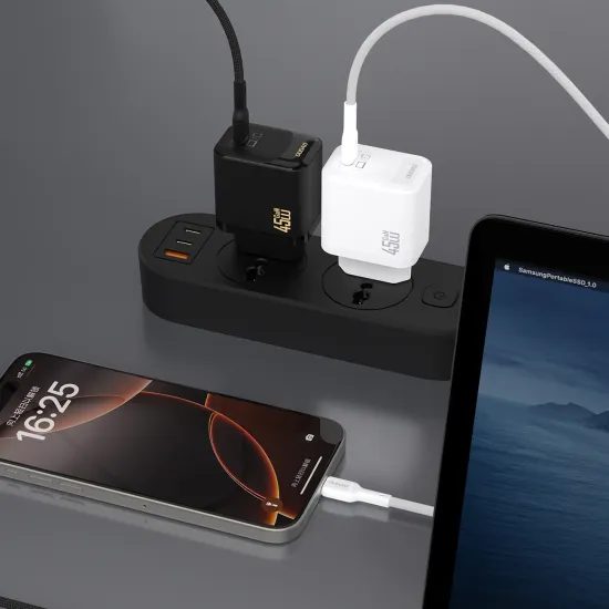 Dudao A28C punjač + USB-C kabel, 45W, GaN, crni