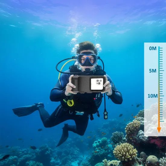 Tech-Protect IPX8 Pro Καθολική Αδιάβροχη Θήκη Κατάδυσης, Γκρι-Μαύρη