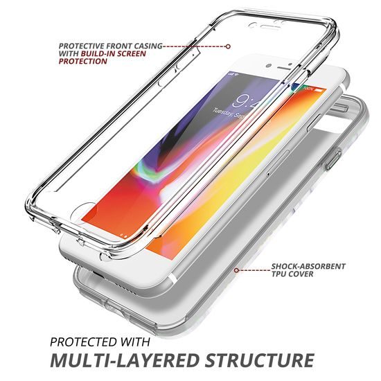 Suritch 360 márvány tok iPhone 7 / 8 / SE 2020 / 2022, fehér és fekete