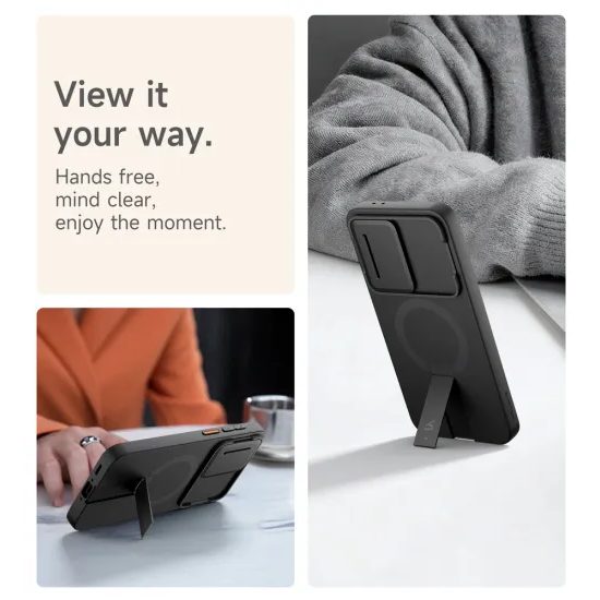 Suritch MagSafe Kickstand Camprotector tok Samsung Galaxy A37 / A36, fekete