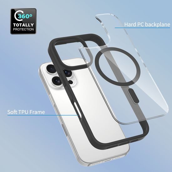 JP MagFit Clear MagSafe Θήκη με Μαγνήτη N52, iPhone 16 Pro, Μαύρο