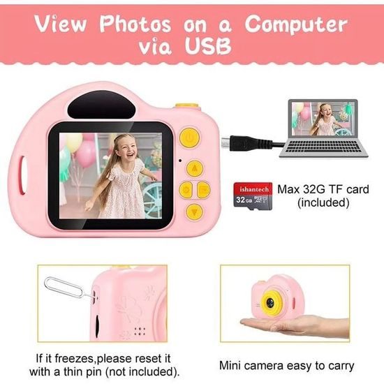Mini Kinderkamera 1080P - Full HD Digitalkamera für Kinder - Rosa