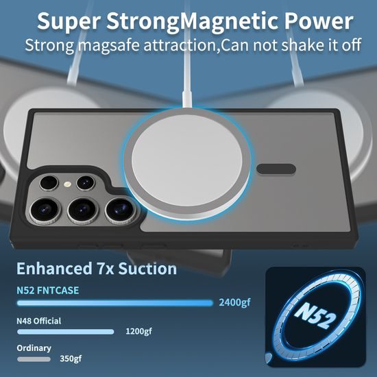 JP MagFit Clear MagSafe Θήκη με Μαγνήτη N52, Samsung Galaxy S24 Ultra, Μαύρη