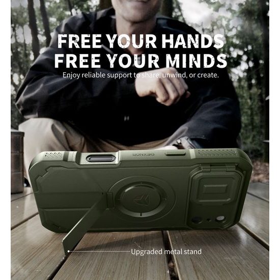 Dexnor MagSafe 360 Kickstand Camprotector etui iPhone 17 Pro Max, zielone