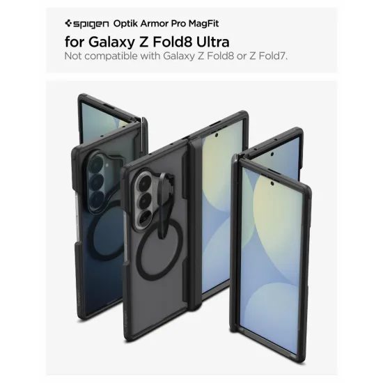 Samsung Galaxy Z Fold 8 Ultra ümbris – Spigen Optik Armor Pro MagSafe'iga – must