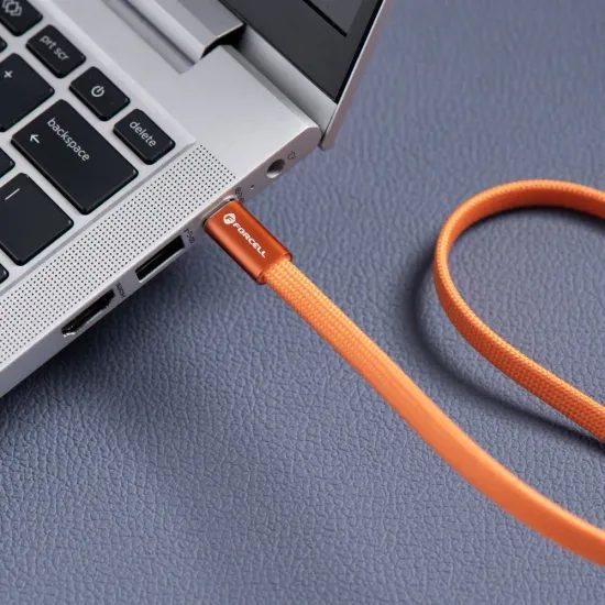 Cablu Forcell F-Energy USB-C - USB-C, QC4.0, PD, 3 A, 60 W, 1,2 m, portocaliu