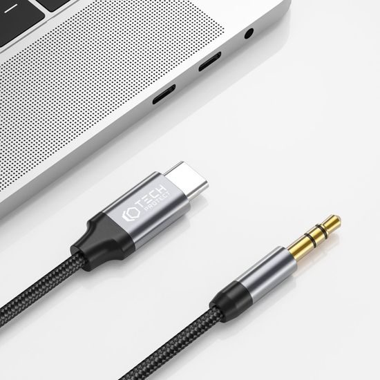 Tech-Protect UltraBoost USB-C - Καλώδιο Aux Mini Jack 3,5 χιλ., 1 μ, μαύρο