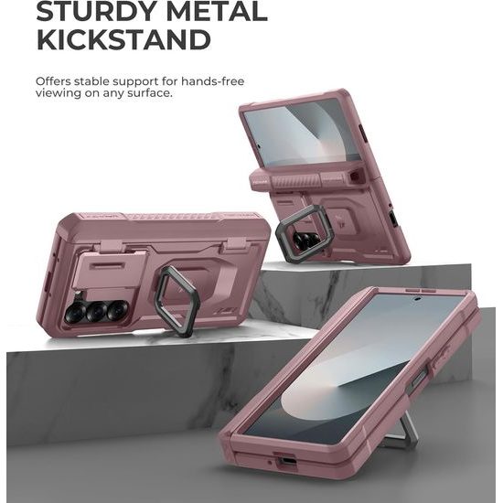 Dexnor 360 Kickstand Camprotector maska Samsung Galaxy Z Fold 6, ružičasta