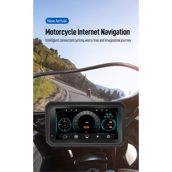 Motociklistički zaslon 6" s prednjom i stražnjom kamerom, GPS-om i TPMS-om te bežičnim Apple CarPlay i Android Auto