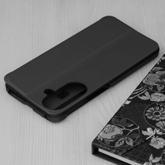 Eco Leather View Case Schutzhülle für Samsung Galaxy A27 5G - Kunstleder Flip Case mit Standfunktion - Schwarz