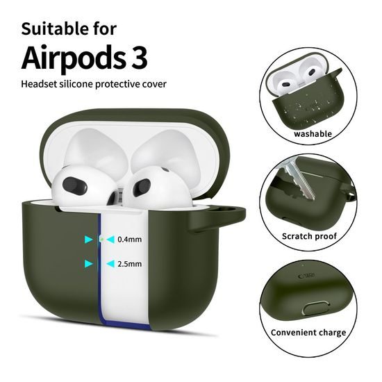 Tech-Protect Θήκη Σιλικόνης, Apple AirPods 3, πράσινη