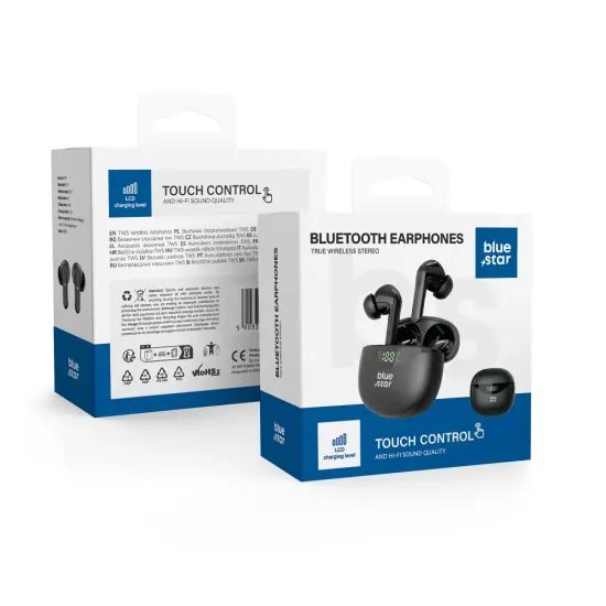 BlueStar Ασύρματα Bluetooth Ακουστικά TWS T60, Μαύρα