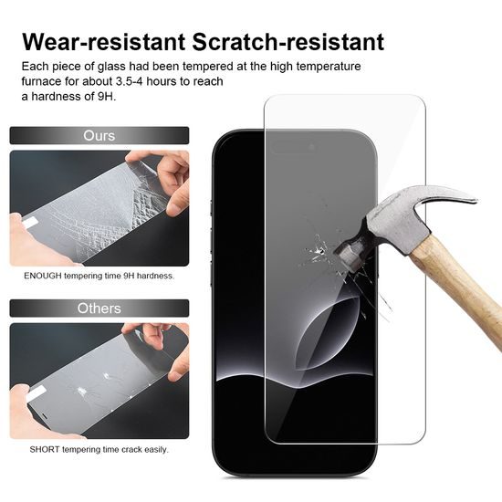 JP Long Pack zaščitnih kaljenih stekel, 3 stekla za telefon z aplikatorjem, iPhone 17 Pro