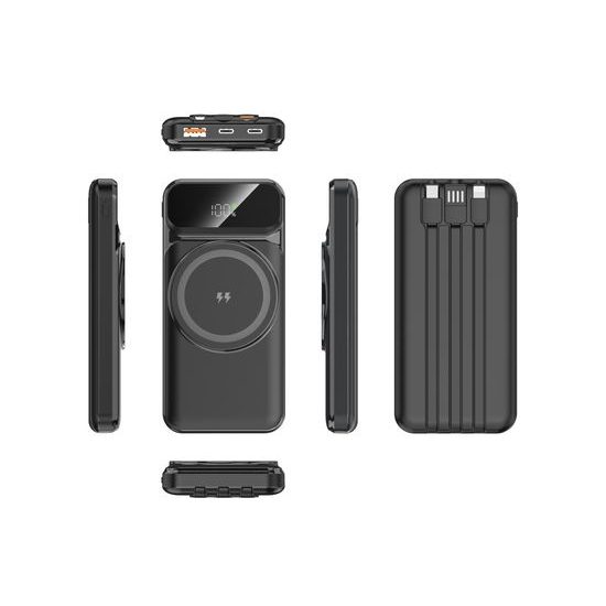 MagSafe 15W bezdrátová PowerBanka, 10 000 mAh se 3 integrovanými kabely, velikost M, černá