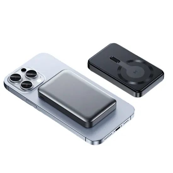 Μεταλλικό Mini Magsafe Ασύρματο Power Bank, 10000mAh, Γρήγορη Φόρτιση, PD15W, Γκρι
