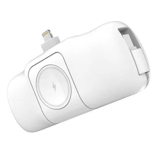 Wozinsky WF16-YLS 15W Mini Power Bank 5000mAh Lightning + USB-C + Φορτιστής Apple Watch, Λευκό