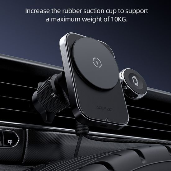 Acefast D18 Draadloze Autolader met Magnetische Houder - voor iPhone & Apple Watch - Zwart