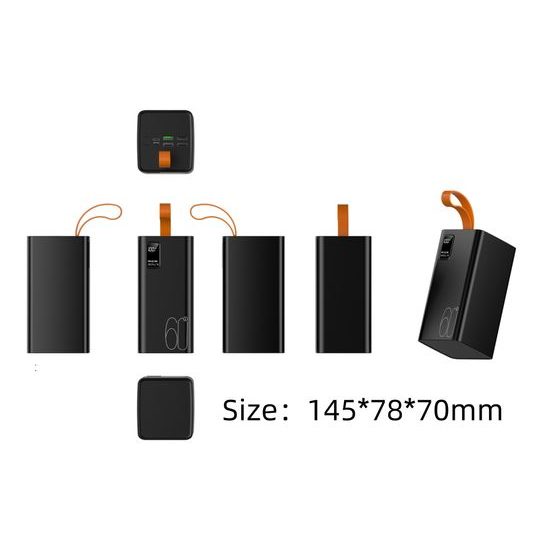 Powerbank 60000mAh, PD 22,5W, QC3.0, μαύρο