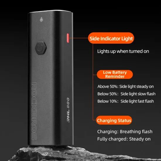 Rockbros Sprednja kolesarska luč 800 lm, črna