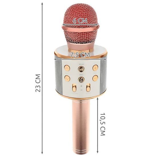 Bezdrôtový mikrofón pre karaoke s ovládačom prehrávania, ružový
