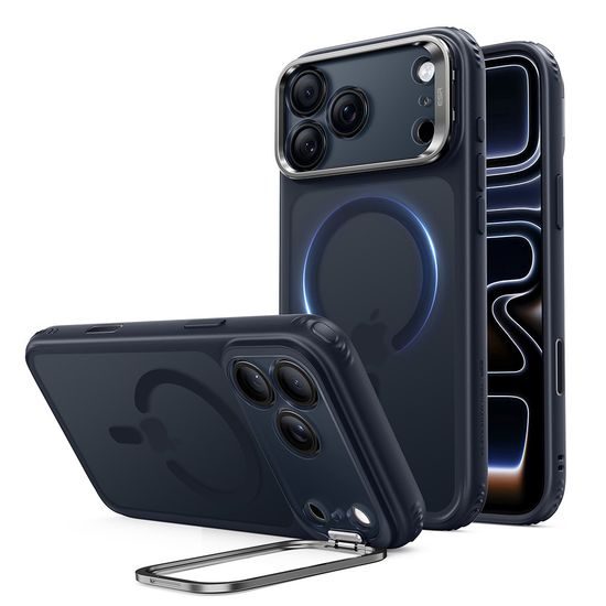 iPhone 17 Pro / 18 Pro vāciņš – ESR Classic Hybrid HaloLock ar statīvu – zils