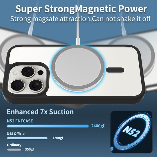 JP MagFit Clear MagSafe obal s N52 magnetom, iPhone 15 Pro, fialový