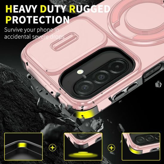 Camslide Stand Schutzhülle für Samsung Galaxy A27 - Integrierter Metallständer - Schiebbare Kameraabdeckung - Rosa