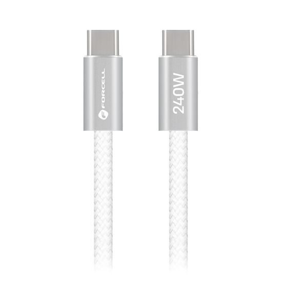 Cablu Forcell F-Energy USB-C - USB-C, QC4.0, PD, 5A, 240W, 1,2 m, alb